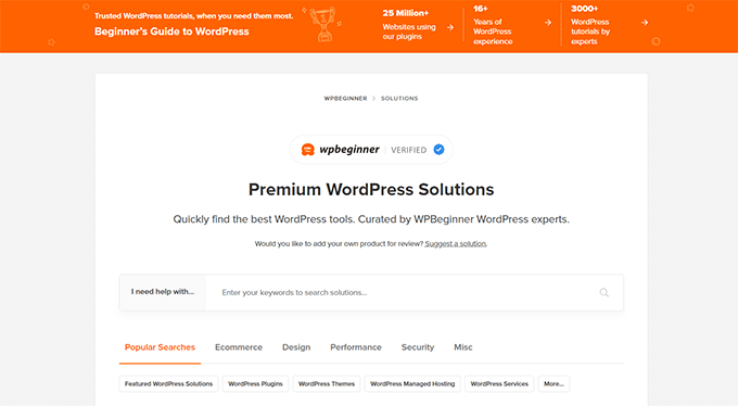 WPBeginner's WordPress Solution Center