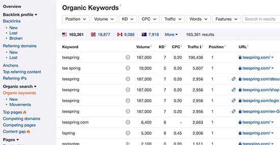 keyword ranking reports