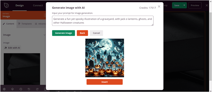 Generating a Halloween illustration in SeedProd