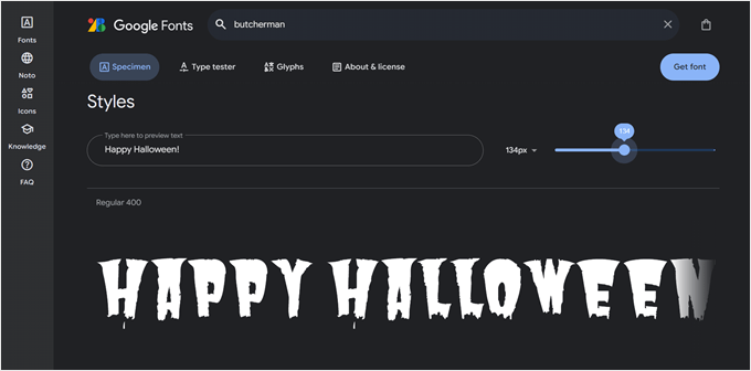 Spooky Google Font example