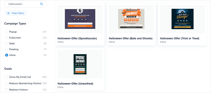 OptinMonster's Halloween templates