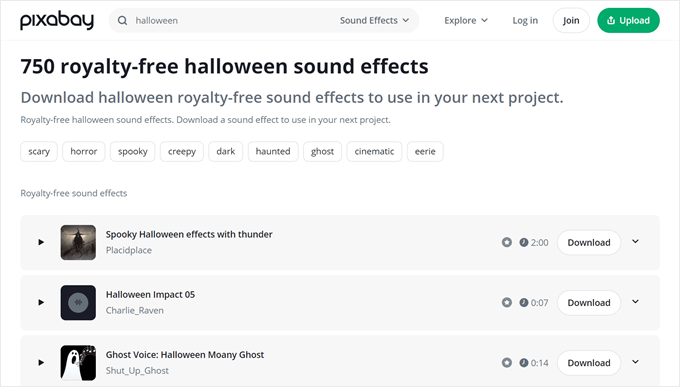 Pixabay's Halloween sound effects