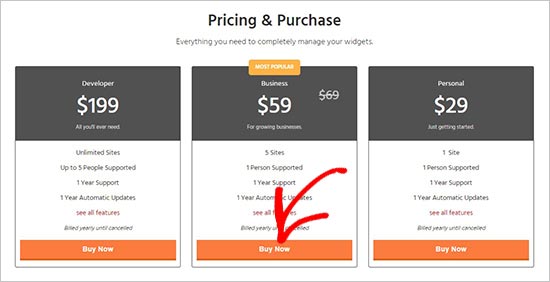 Pricing page