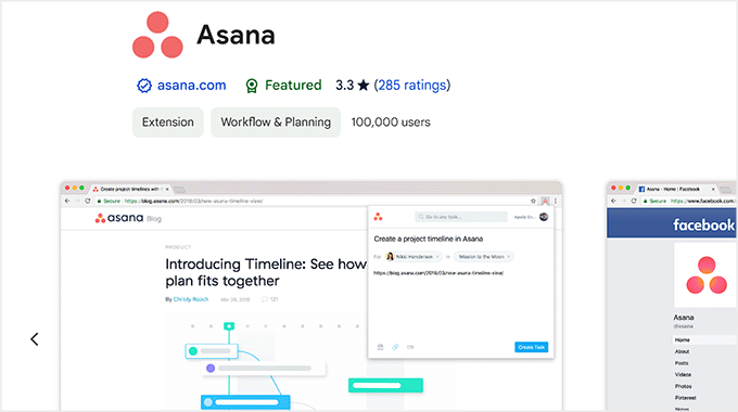 Asana Chrome extension