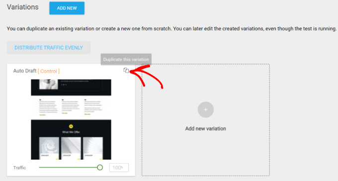 Create a duplicate variation