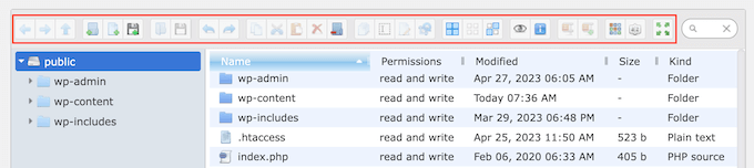 Editing files and folders using a WordPress file manager