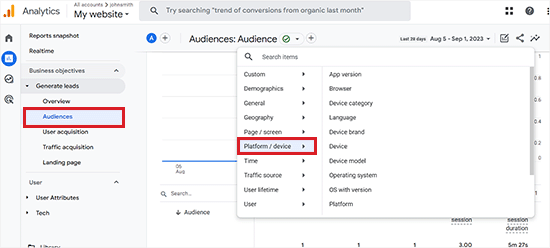 Google Analytics web browser breakdown