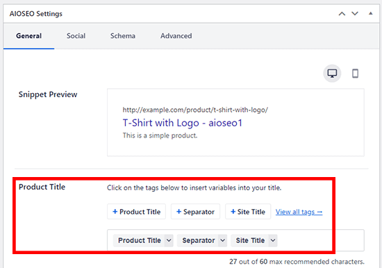 Change product SEO title