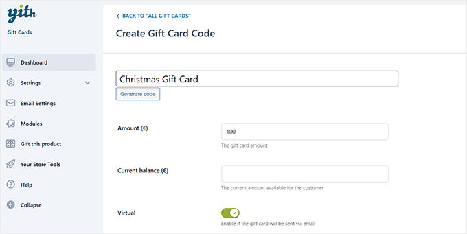 YITH WooCommerce Gift Cards