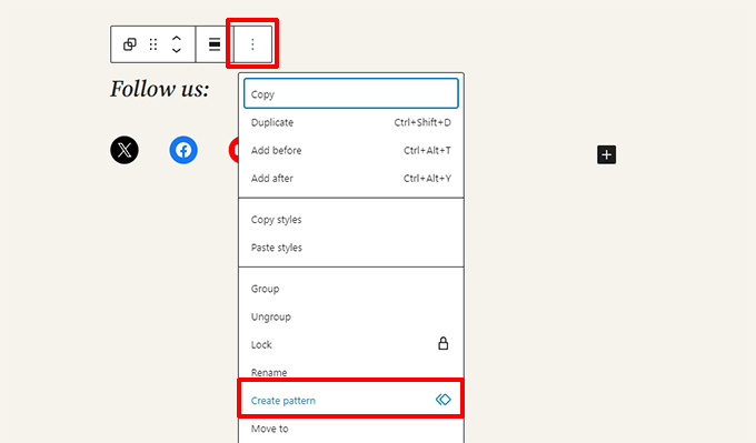 Create reusable block pattern