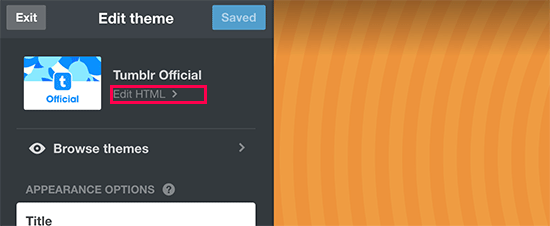 Edit HTML of your Tumblr theme