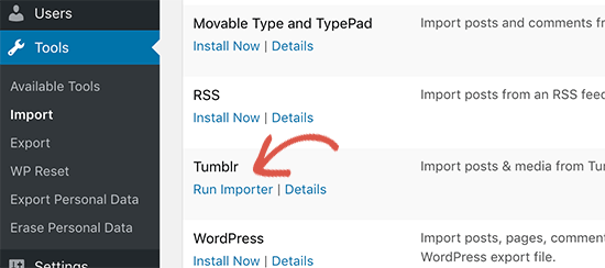 Run Tumblr importer