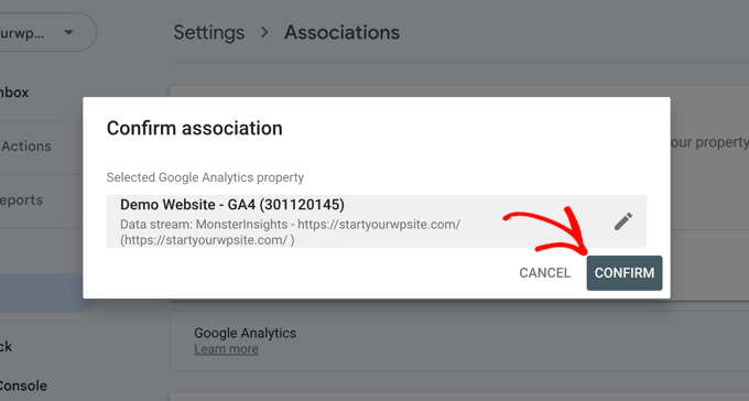 确认 Google Search Console 和 Google Analytics 之间的关联