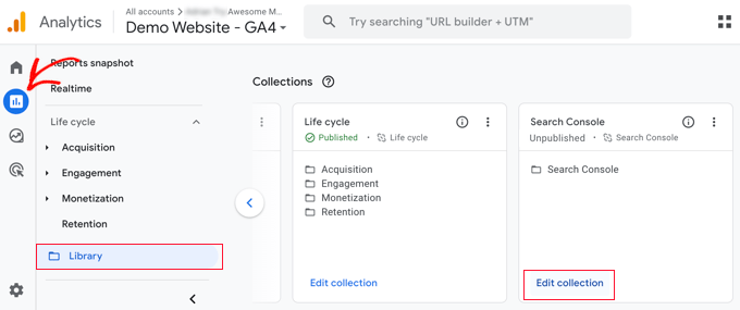 在 Google Analytics 中打开报告库