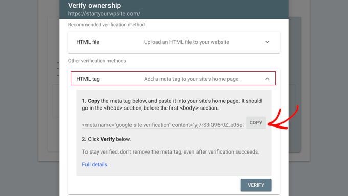 Verify ownership