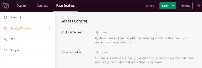 Checking access control in SeedProd