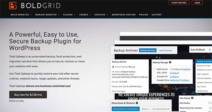 BoldGrid Backup WordPress plugin