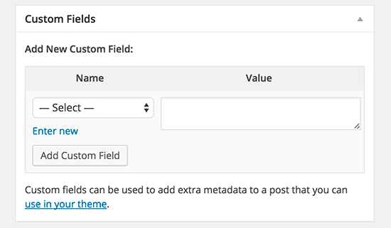 Custom fields in classic editor