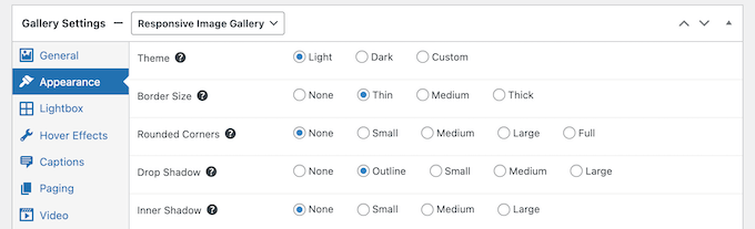 Foogallery settings