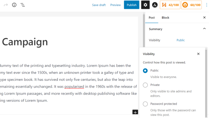 Post visibility options