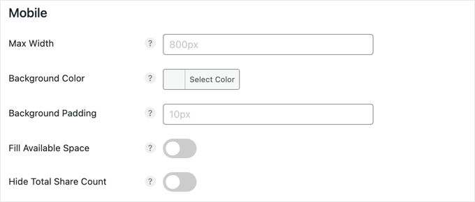 Mobile Settings for a Floating Bar in Novashare