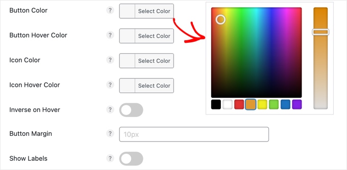 Choosing Button Colors in Novashare