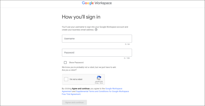 Create first user in workspace