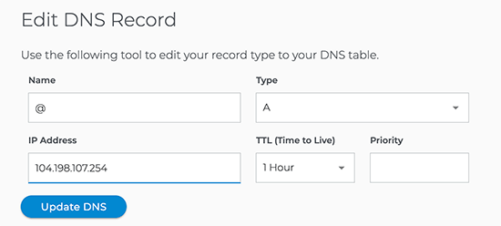 Replacing A record value