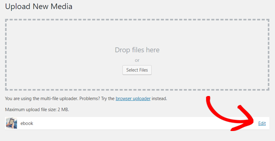 Edit Image Option in WordPress Media Upload Page