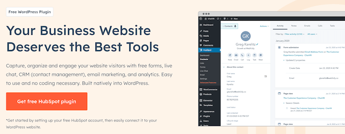 The HubSpot contact form plugin for WordPress