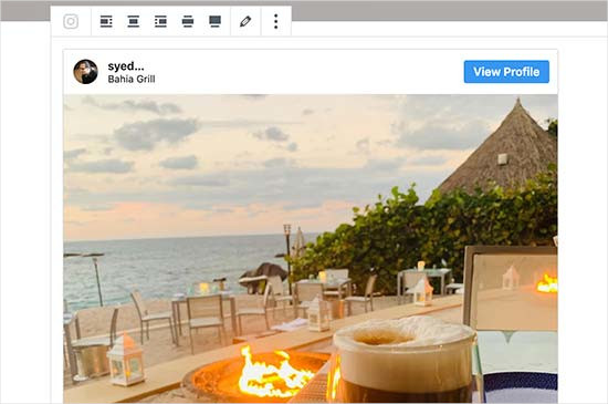 Instagram embed in WordPress