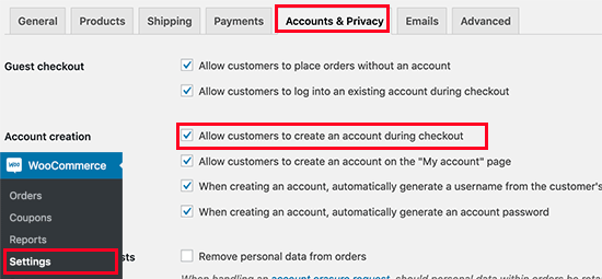 允许客户在 WooCommerce 中创建帐户