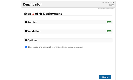 Duplicator wizard