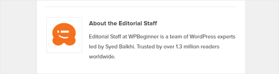 Generic Author Info Box in WPBeginner Article