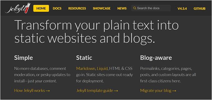 Jekyll landing page