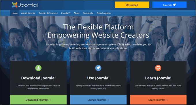 Joomla landing page