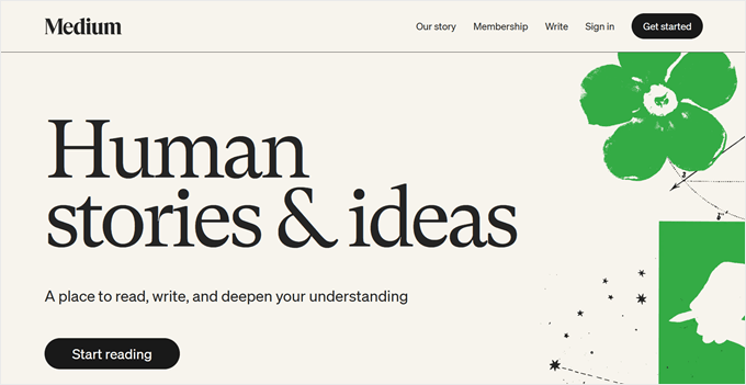 Medium.com landing page