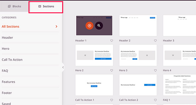 Aggiunta di sezioni al tuo layout