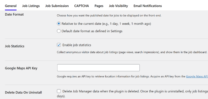 Change general settings of job manager