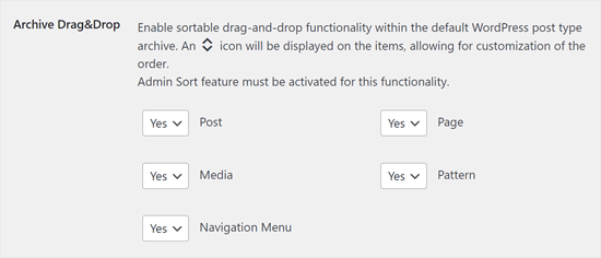 Configuring the Post Types Order plugin settings