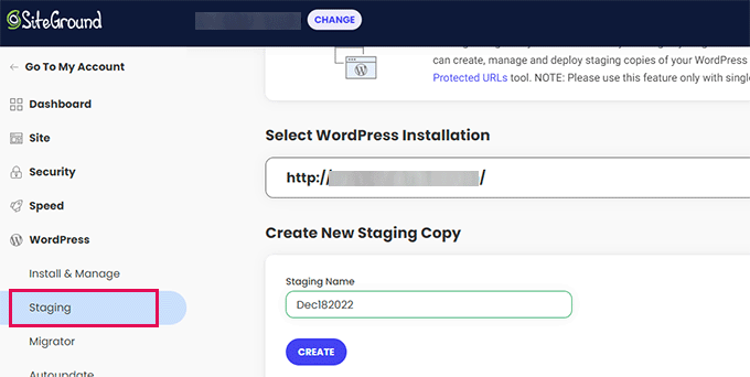 SiteGround 制作您网站的暂存副本