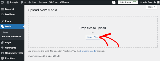 Uploading images through the Media Library