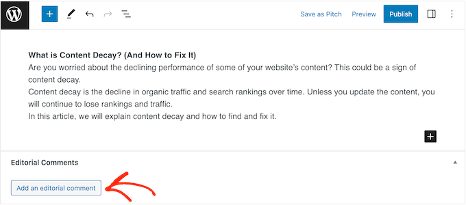 Adding editorial comments to a WordPress blog post