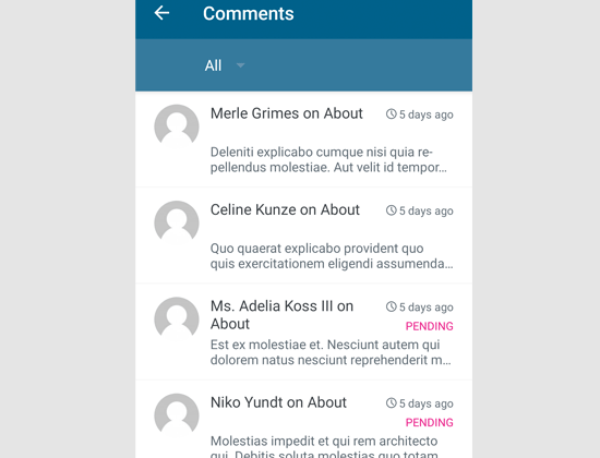  Liste des commentaires 