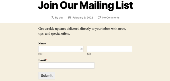 Newsletter Signup