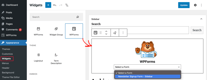 WPForms 小部件