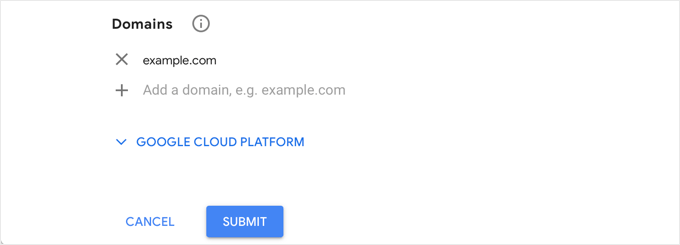 Add Domain and Email to reCAPTCHA Site