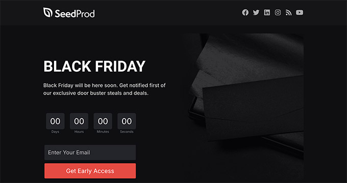 SeedProd Black Friday Squeeze Page Template