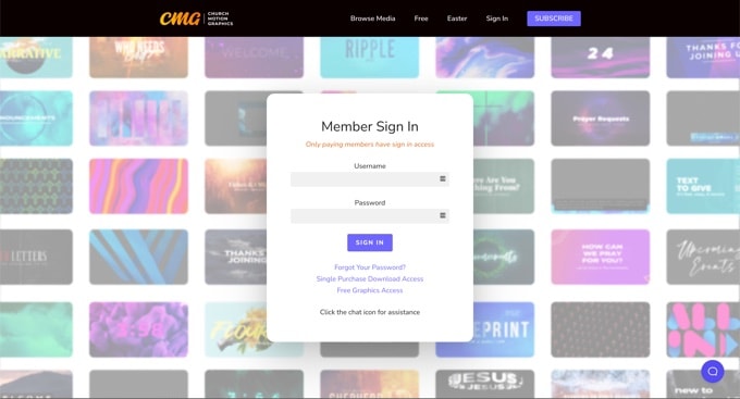 Church Motion Graphics Custom Login Page