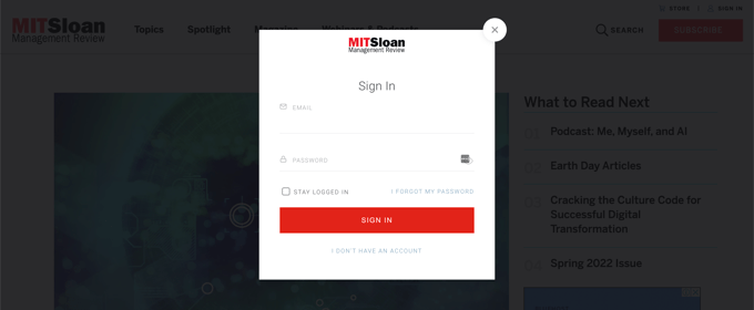 MITSloan Custom Login Page